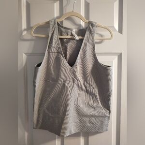 Athleta Aurora Light Gray Ribbed Tank Top